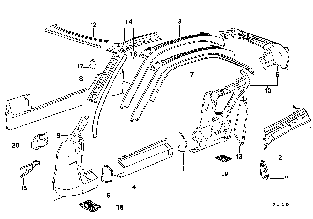 1995 BMW 850Ci Side Frame Diagram