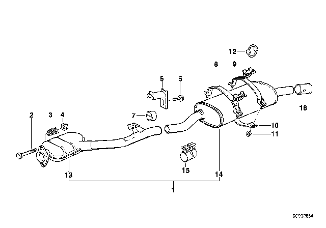 1991 BMW 318i Bracket Exhaust Pipe Diagram for 18211712511