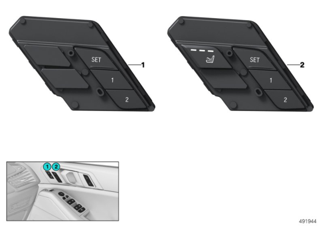 2019 BMW X5 Operating Unit Seat Functions Front Passenger Diagram