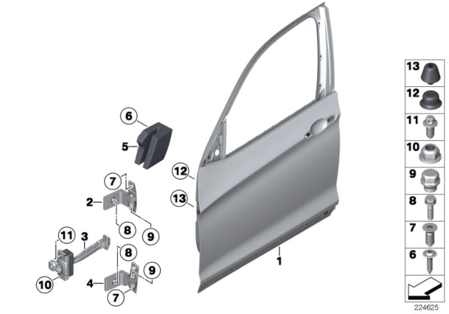 2015 BMW X4 Front Door - Hinge / Door Brake Diagram