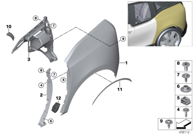 2016 BMW i3 Cover, Side Panel, Primed Left Diagram for 51437394627