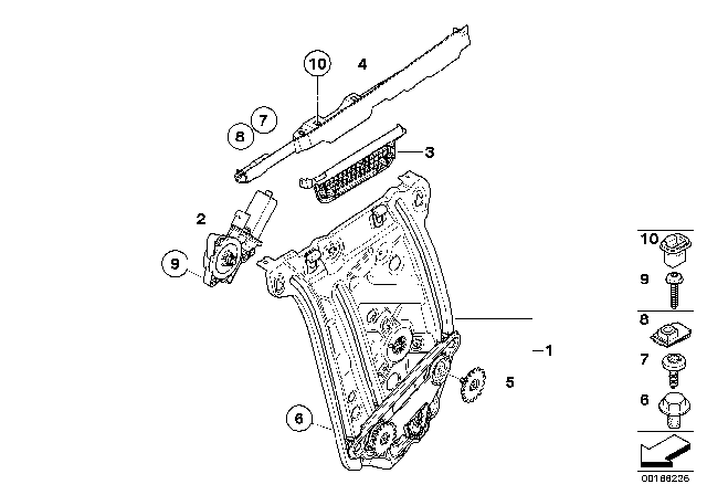 2010 BMW 128i Door Window Lifting Mechanism Diagram 2