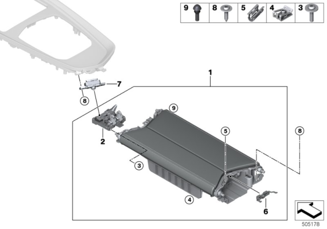 CENTER ARMREST WITH CONTRAST Diagram for 51169458234