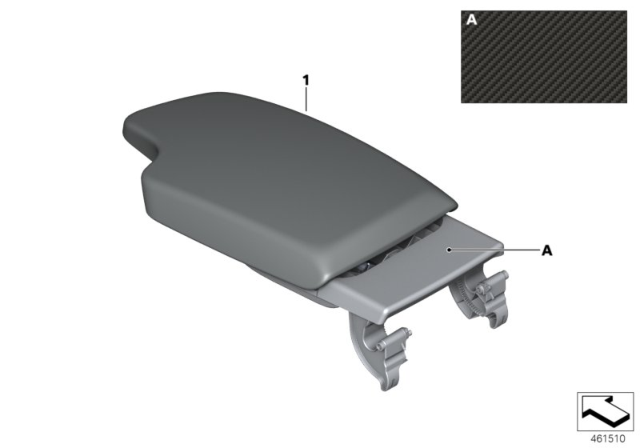 2020 BMW M4 Armrest, Alcantara, Front Middle Diagram