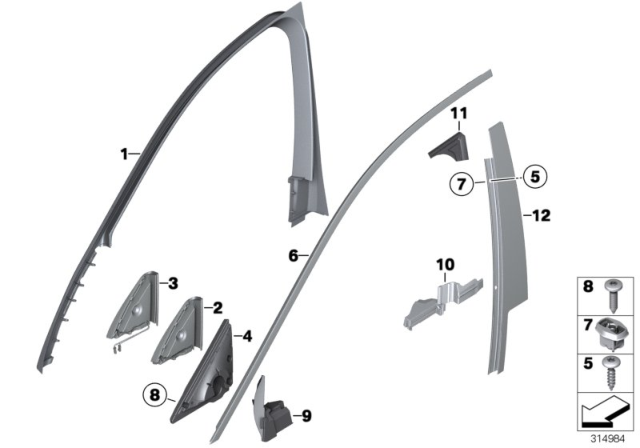 2013 BMW 750i Trims And Seals, Door Diagram 1