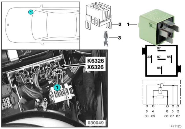 1995 BMW 750iL Relay, Load-Shedding Terminal Diagram 1