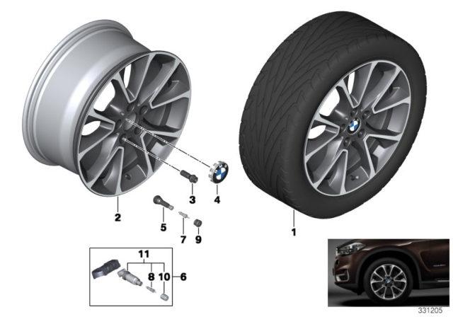 2017 BMW X5 Disc Wheel, Light Alloy, Bright-Turned Diagram for 36116853955