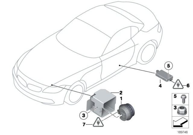 2011 BMW Z4 Bracket Alternative Power Siren Diagram for 65759167404