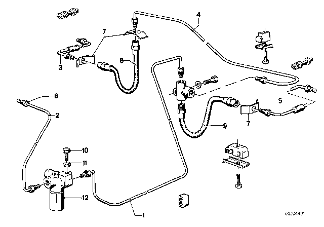 1981 BMW 320i Brake Pipe, Rear Diagram