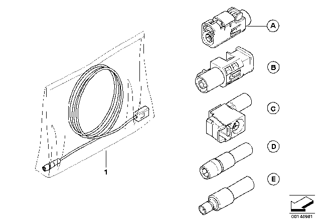 2007 BMW Z4 Universal Aerial Cable Diagram for 61126981430