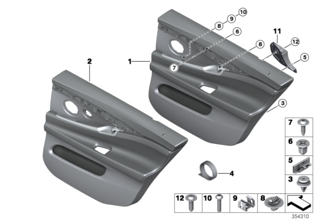 2017 BMW 535i GT Door Trim, Rear Diagram 1