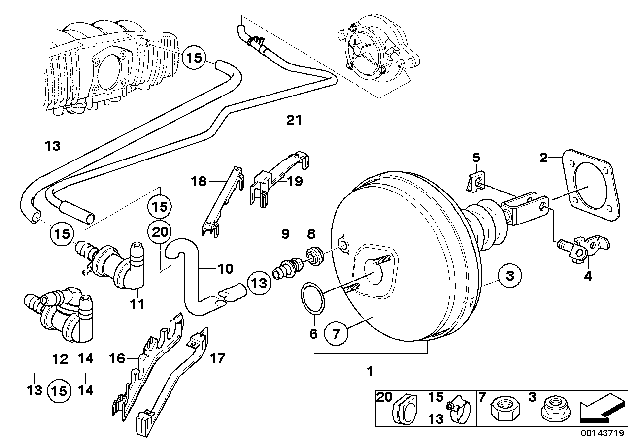 2002 BMW 540i Power Brake Unit Depression Diagram