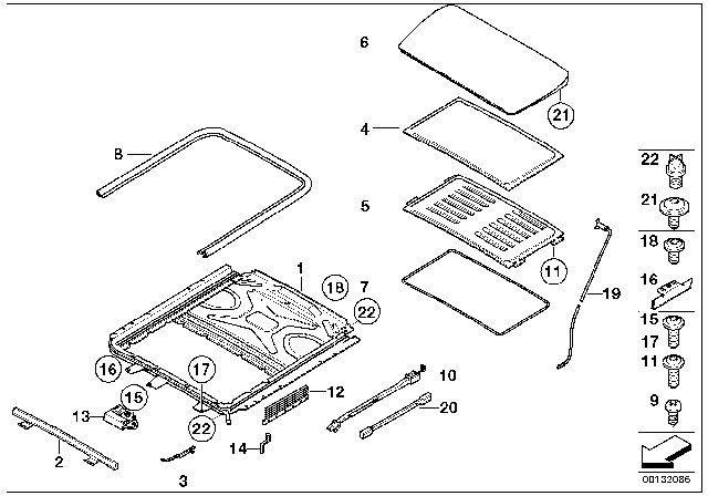 2007 BMW M5 Lift-Up-And-Slide-Back Sunroof Diagram