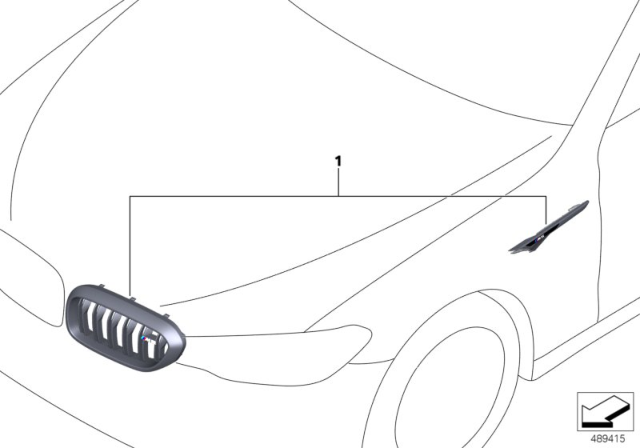 2020 BMW M5 Retrofit Kit F90 Ornamental Grille Diagram