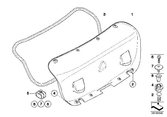 2008 BMW 328xi Trim Panel, Rear Trunk / Trunk Lid Diagram 2