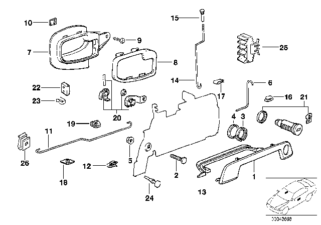 1993 BMW 318i Front Door Control / Door Lock Diagram