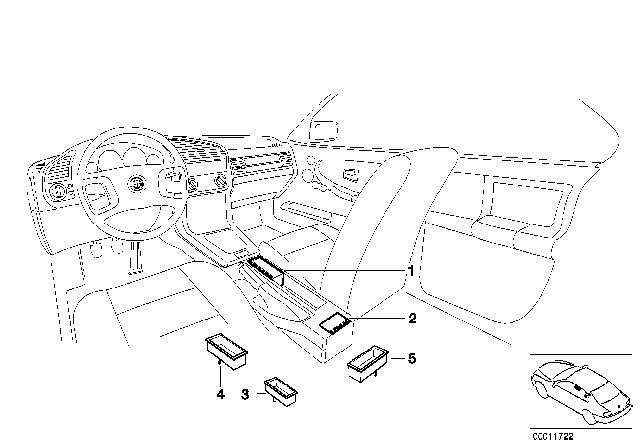 1993 BMW 320i Individual Wood, Ashtray And Cups Diagram