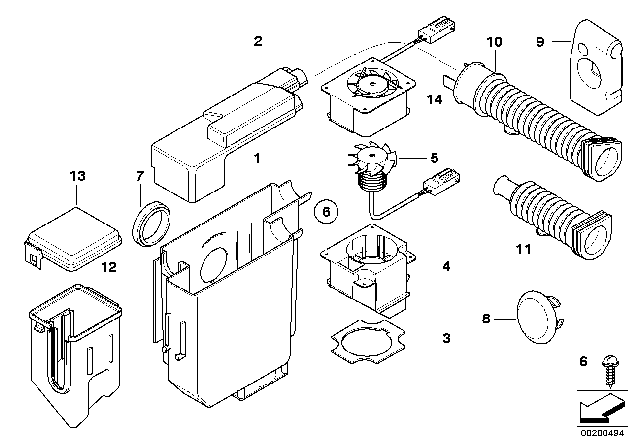 1999 BMW Z3 Blower Unit Diagram for 12901438512