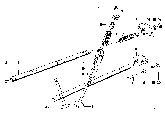 1986 BMW 535i Timing Gear - Rocker Arm / Valves Diagram 1