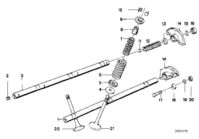 1986 BMW 635CSi Timing Gear - Rocker Arm / Valves Diagram 1