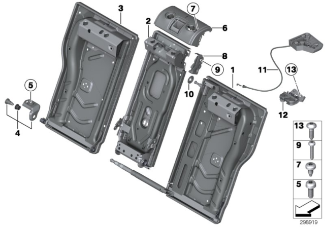 2016 BMW 328i Seat, Rear, Seat Frame Diagram