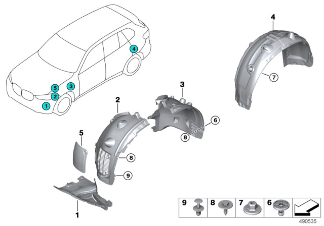 2020 BMW X7 Wheel Arch Trim Diagram