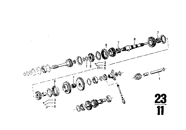 1974 BMW 3.0S Gear Wheel Set, Single Parts (Getrag 262) Diagram 2