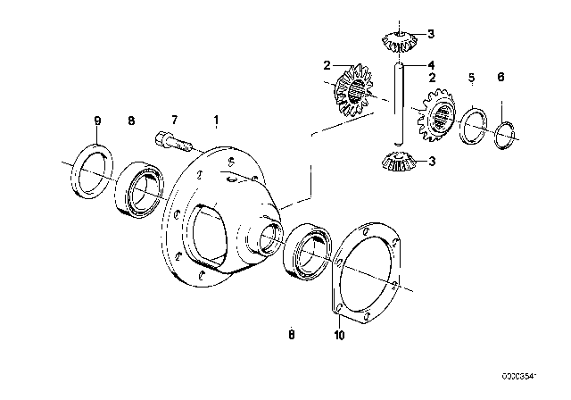 1989 BMW 325ix Front Axle Differential Separate Component All-Wheel Drive V. Diagram 2