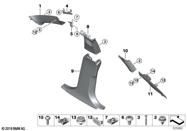 2020 BMW M235i xDrive Gran Coupe Trim Panel Diagram