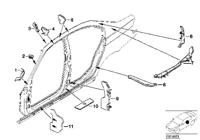 1999 BMW 323i Cavity Shielding, Side Frame Diagram