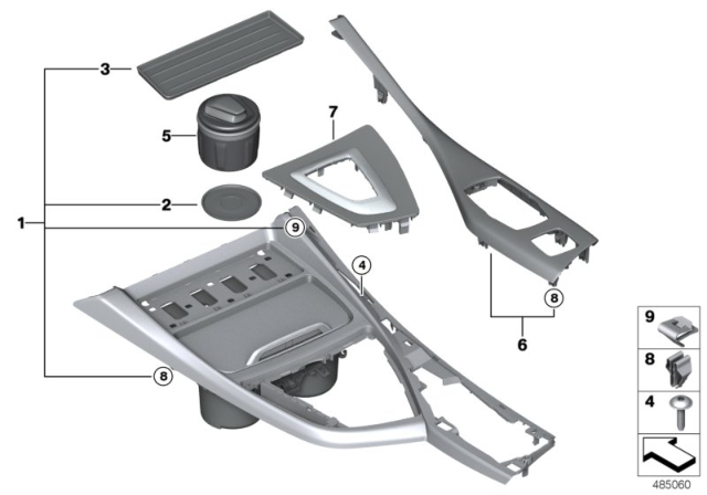 2018 BMW M240i Mounted Parts For Centre Console Diagram 1