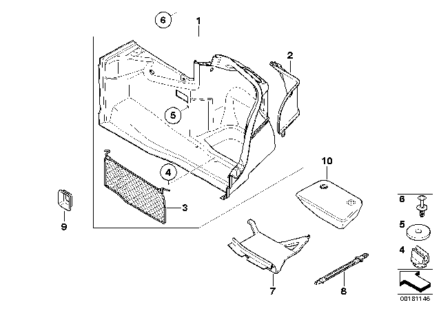 2008 BMW 128i Trunk Trim Panel, Right Diagram for 51479138556