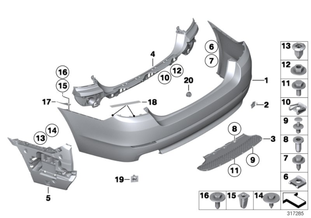 2010 BMW 550i Panel, Bumper, Primed, Rear Diagram for 51127238520