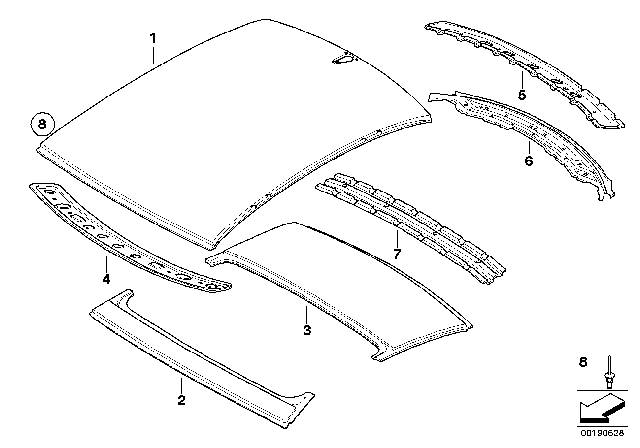 2010 BMW 650i Roof Diagram