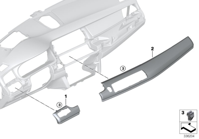 2014 BMW 550i GT xDrive Decorative Trims, Instrument Panel Diagram