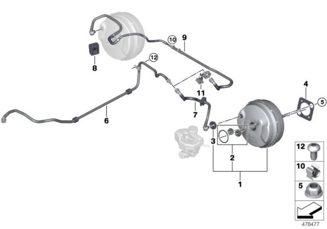 2018 BMW M760i xDrive Brake Servo Unit / Mounting Diagram