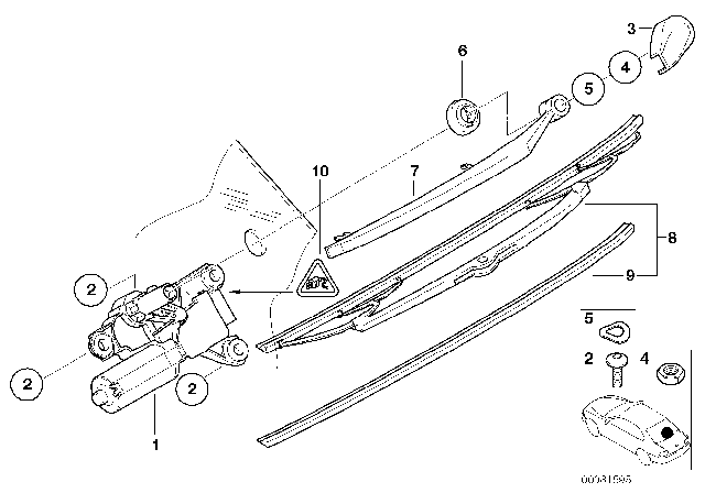2000 BMW X5 Wiper Arm Cover Diagram for 61628256120