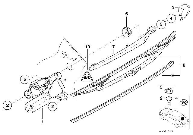 2002 BMW X5 Single Parts For Rear Window Wiper Diagram