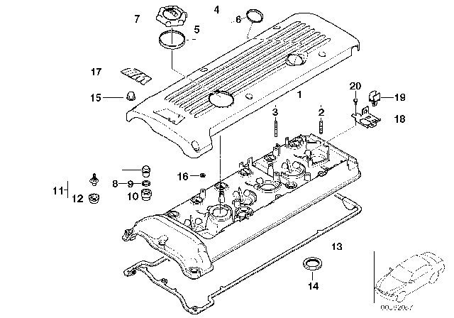 2001 BMW Z3 M Cover Diagram for 11127835907