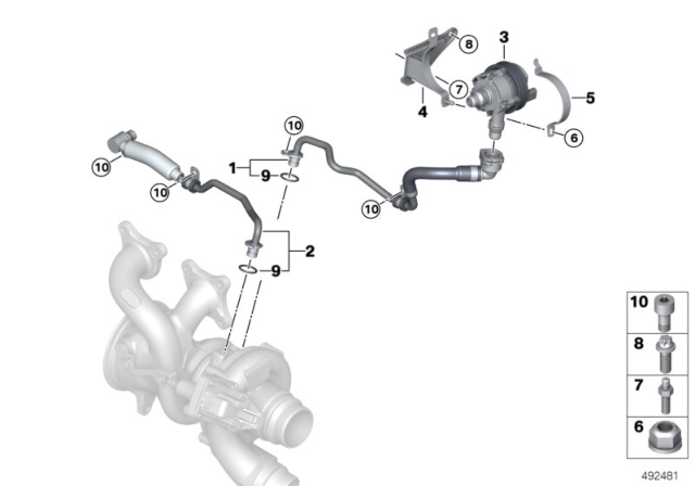 2020 BMW 745e xDrive COOLANT LINE, TURBOCHARGER R Diagram for 11538650087