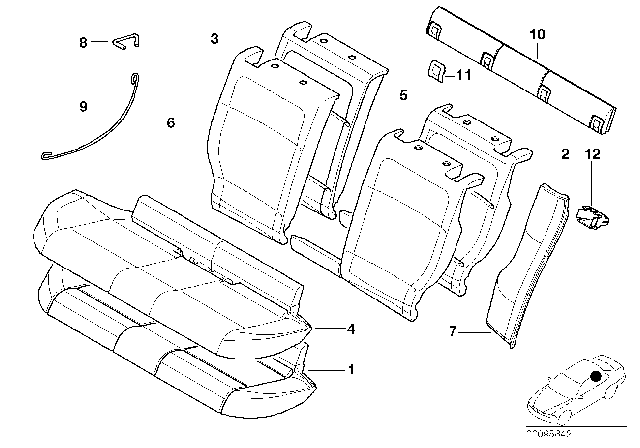 2005 BMW 325i Seat, Rear, Cushion & Cover Diagram