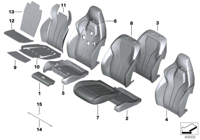 2015 BMW X6 M Seat, Front, Cushion & Cover Diagram