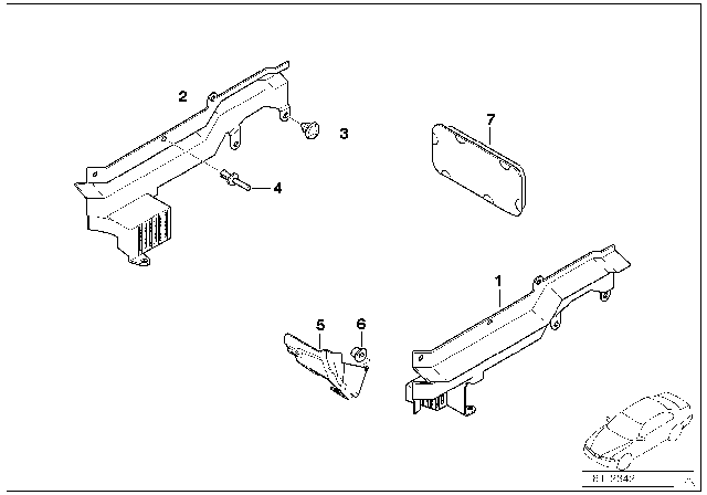 2001 BMW M5 Front Right Splash Wall Cable Covering Diagram for 61138366690