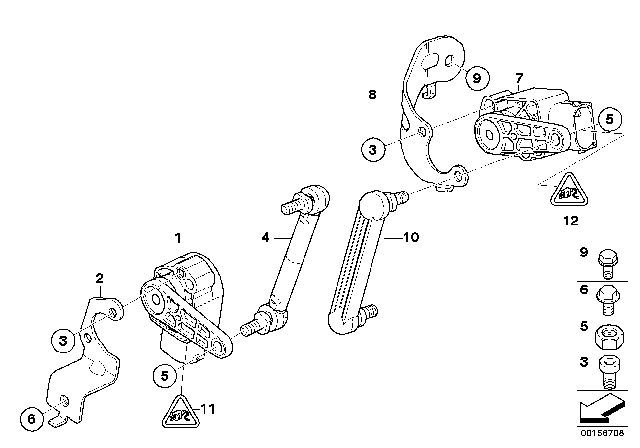 2008 BMW X5 Headlight Vertical Aim Control Sensor Diagram