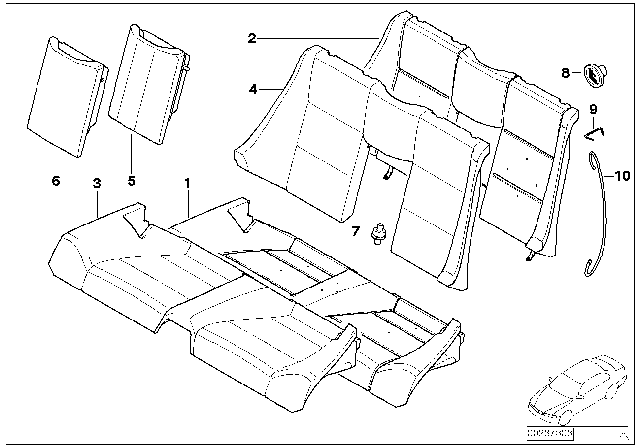 2004 BMW 325Ci Seat, Rear, Cushion & Cover Diagram