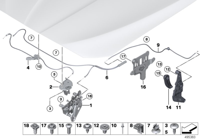 2011 BMW 535i xDrive Engine Bonnet, Closing System Diagram
