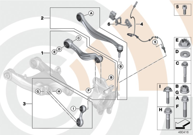 2015 BMW 535i Repair Kits, Control Arms And Struts Diagram