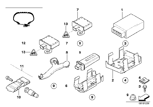 2008 BMW 535i Bracket Control Unit Rdc Diagram for 36206788234