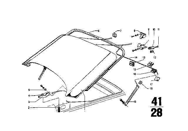 1971 BMW 1602 Trunk Lid Diagram for 41621837074