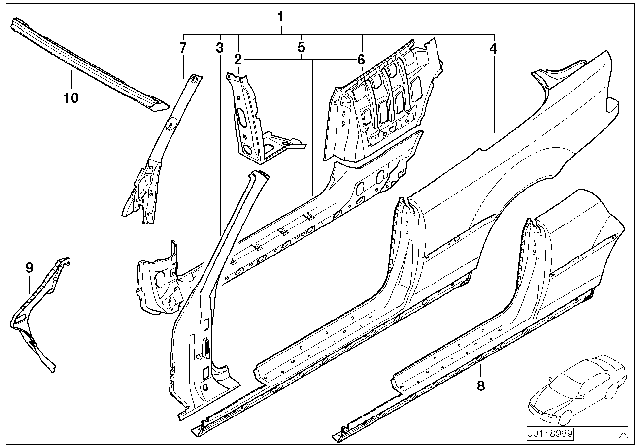 2004 BMW M3 Side Frame Diagram